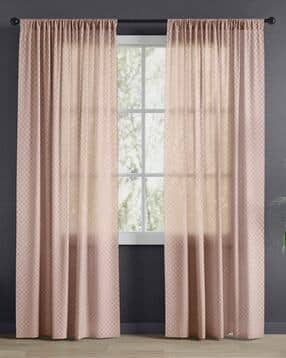 haus & kinder Set of 2 Geometric Pattern Sheer Door Curtains with Rod-Pockets-picture-34
