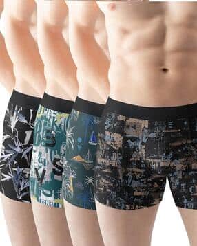 panicia Men Pack of 4 Printed Trunks with Elasticated Waistband-picture-11