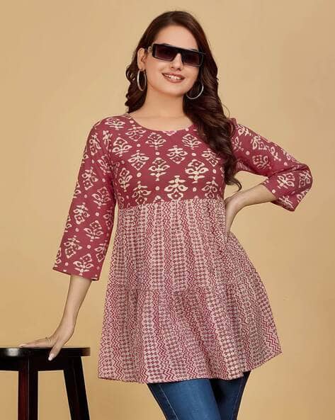Nyrika Women Printed Round-Neck Flared Tunic