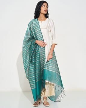 rangmanch by pantaloons Women Striped Dupatta with Tassels-picture-43