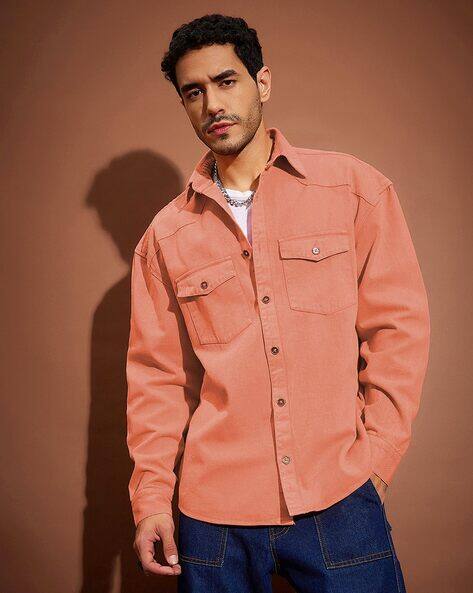 MASCLN SASSAFRAS Men Oversized Fit Washed Shirt