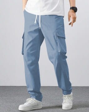indiclub Men Relaxed Fit Flat-Front Cargo Pants-picture-47
