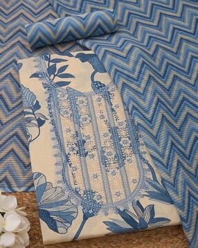 Women Leaf Print 3-Piece Unstitched Dress Material