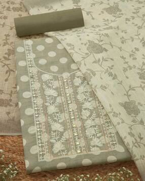 Women Polka-Dot 3-Piece Unstitched Dress Material