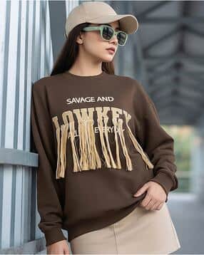 bewakoof Women Embroidered Oversized Fit SweaT-Shirt-picture-51