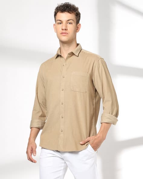 JOHN PLAYERS Men Slim Fit Corduroy Shirt with Patch Pocket