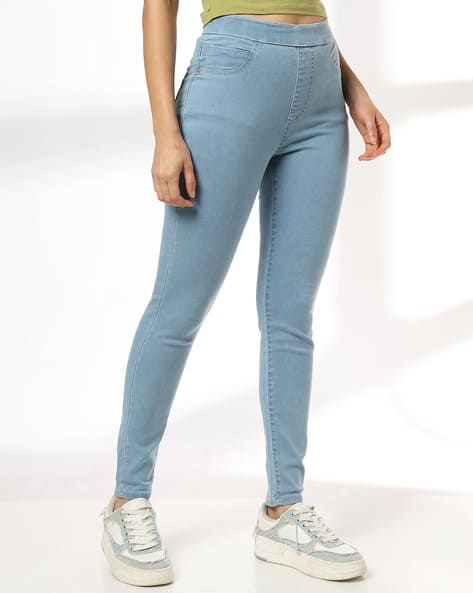 DNMX Women Skinny Fit Mid-Rise Solid Clean Jeggings