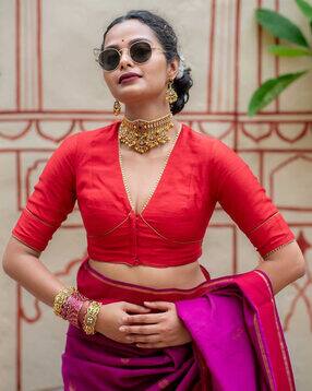 Self Design Back Open Blouse-image-8