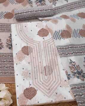 Women Leaf Print 3-Piece Unstitched Dress Material