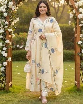 nyrika Women Floral Embroidered A-Line Kurta Suit Set-picture-28