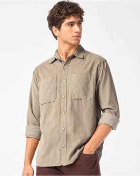 bewakoof Men's Solid Regular Fit Corduroy Shirt-picture-17