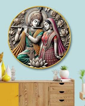 livin luxe Radha & Krishna Divine 3D Round Wall Art-picture-11