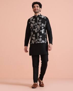 kisah Men Floral Print Regular Fit Nehru Jacket-picture-31