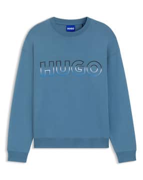 hugo blue Ombre Logo Cotton Terry Regular Fit Sweatshirt-picture-18