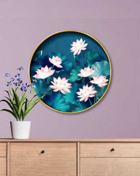 livin luxe Lotus Round Wall Painting with Frame-picture-26
