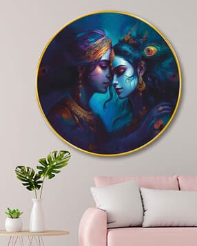 livin luxe Radha & Krishna Round Wall Painting-picture-11