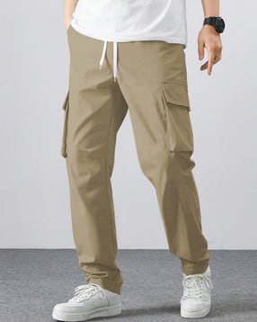 indiclub Men Relaxed Fit Cargo Pants with Drawstring Waist-picture-29