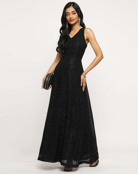 theulluu.com Women Embellished V-Neck Dress