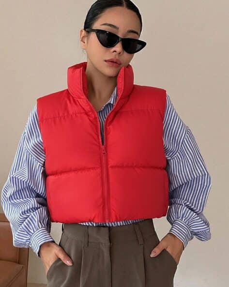 QIOA Women Regular Fit Zip-Front Puffer Jacket