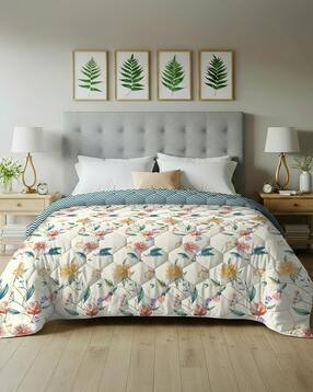 Floral Print Single Reversible Blanket