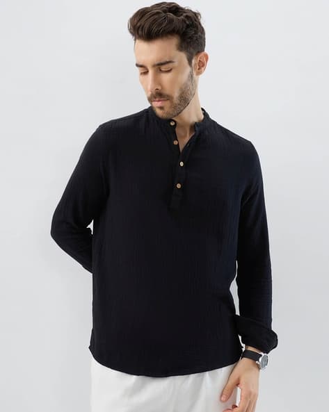 Men Slim Fit Mandarin-Collar Shirt Kurta
