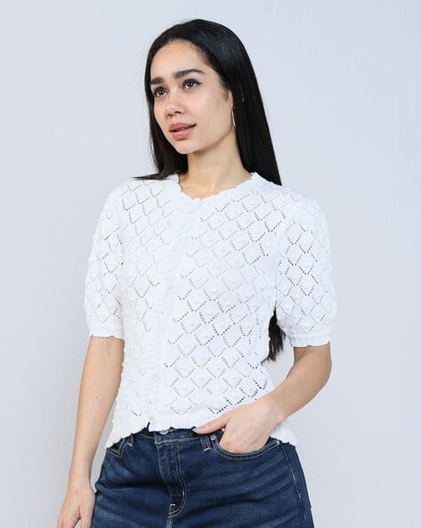 Lee Cooper Women Eyelet Knit Regular Fit Cardigan