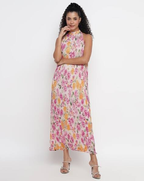 theulluu.com Women Floral Print Maxi A-line Dress