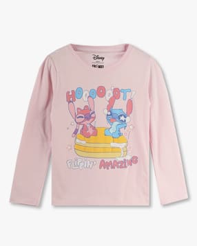 kg frendz Girls Lilo & Stitch Print Regular Fit Round-Neck T-Shirt-picture-16