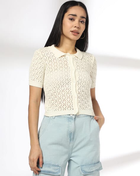 Women Pointelle-Knit Regular fit Top