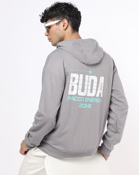 Buda Jeans Co Men Brand Print Oversized Fit Hoodie