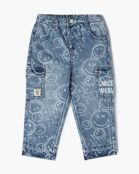 Boys Graphic Print Cargo Jeans