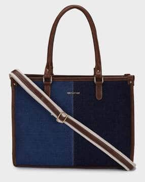 mini wesst Women Colourblock Tote Bag with Adjustable Sling Strap-picture-42