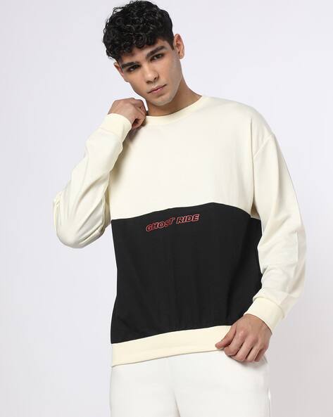 Buda Jeans Co Men Colourblock Oversized Crew-Neck Sweatshirt