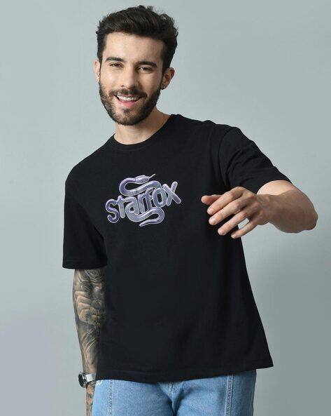 STARFOX Men Typography Print Regular Fit Crew-Neck T-Shirt
