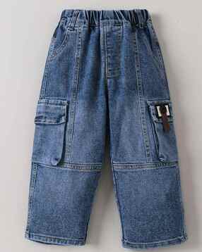 Boys Mid-Washed Jeans with Cargo Pockets-image-2
