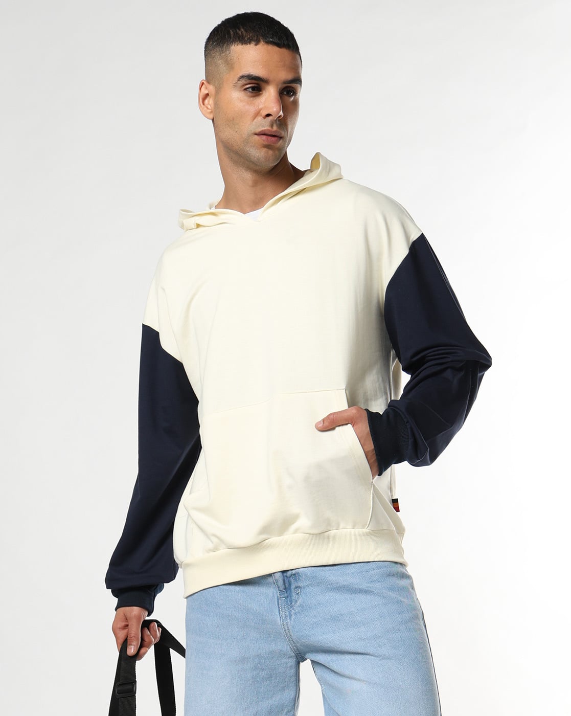 Buda Jeans Co Men Oversized Fit Hoodie For Men (Cream, M)