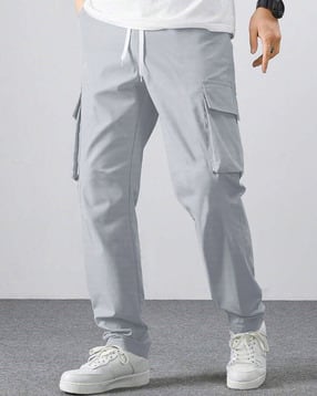 indiclub Men Relaxed Fit Cargo Pants with Drawstring Waist-picture-43