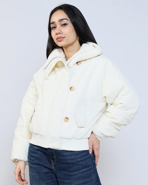 ジャケット・アウター FIFTEEN LOVE ~NKzip white~ (U:nity size) Buy Men's Winter Jacket, White, NYC USA Print, Zipper Closure (IN