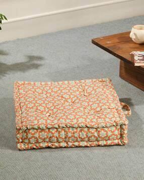 fabindia  Floral Print Square Floor Cushion 20" x 20"-picture-42