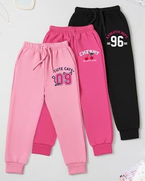Girls Pack of 3 Printed Cuffed Track Pants-image-40