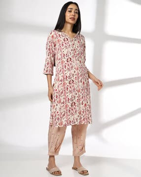 avaasa mix n' match Women Printed V-Neck Straight Kurta-picture-22