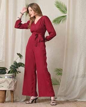 sleek italia Women Regular Fit V-Neck Jumpsuit-picture-11