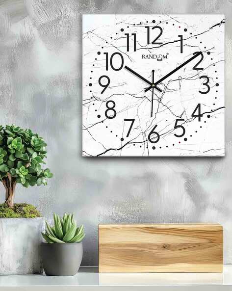 RANDOM Square-Shaped Wall Clock with Non-Ticking Movement