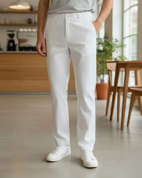 indiclub Men Relaxed Fit Flat-Front Trousers-picture-13
