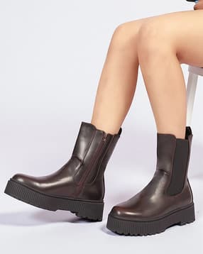Women Round Toe Ankle-Length Boots