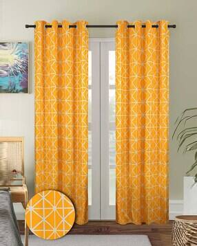 cortina eyelet curtain Set of 2 Geometric Print Long Door Curtains-picture-18