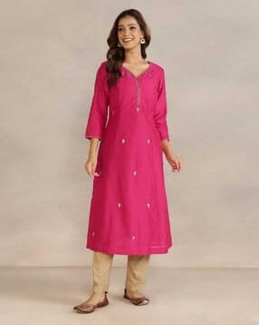 fabindia Women Embroidered A-Line Kurta -picture-48