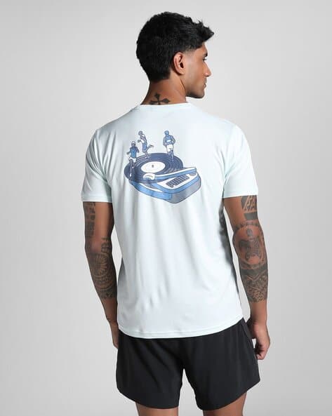Puma Men Graphics Slogan Regular Fit Running Crew-Neck T-Shirt