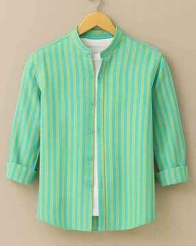 buda jeans co Men Striped Regular Fit Shirt with Mandarin Collar-picture-28
