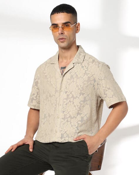 NETPLAY Men Embroidered Slim Fit Resort Shirt
